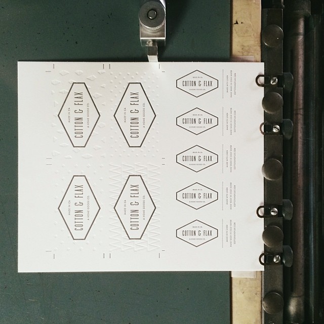 Cotton & Flax business cards on press